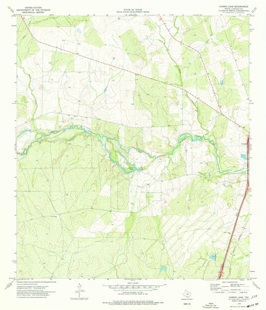 Classic USGS Harris Lake Texas 7.5'x7.5' Topo Map Image