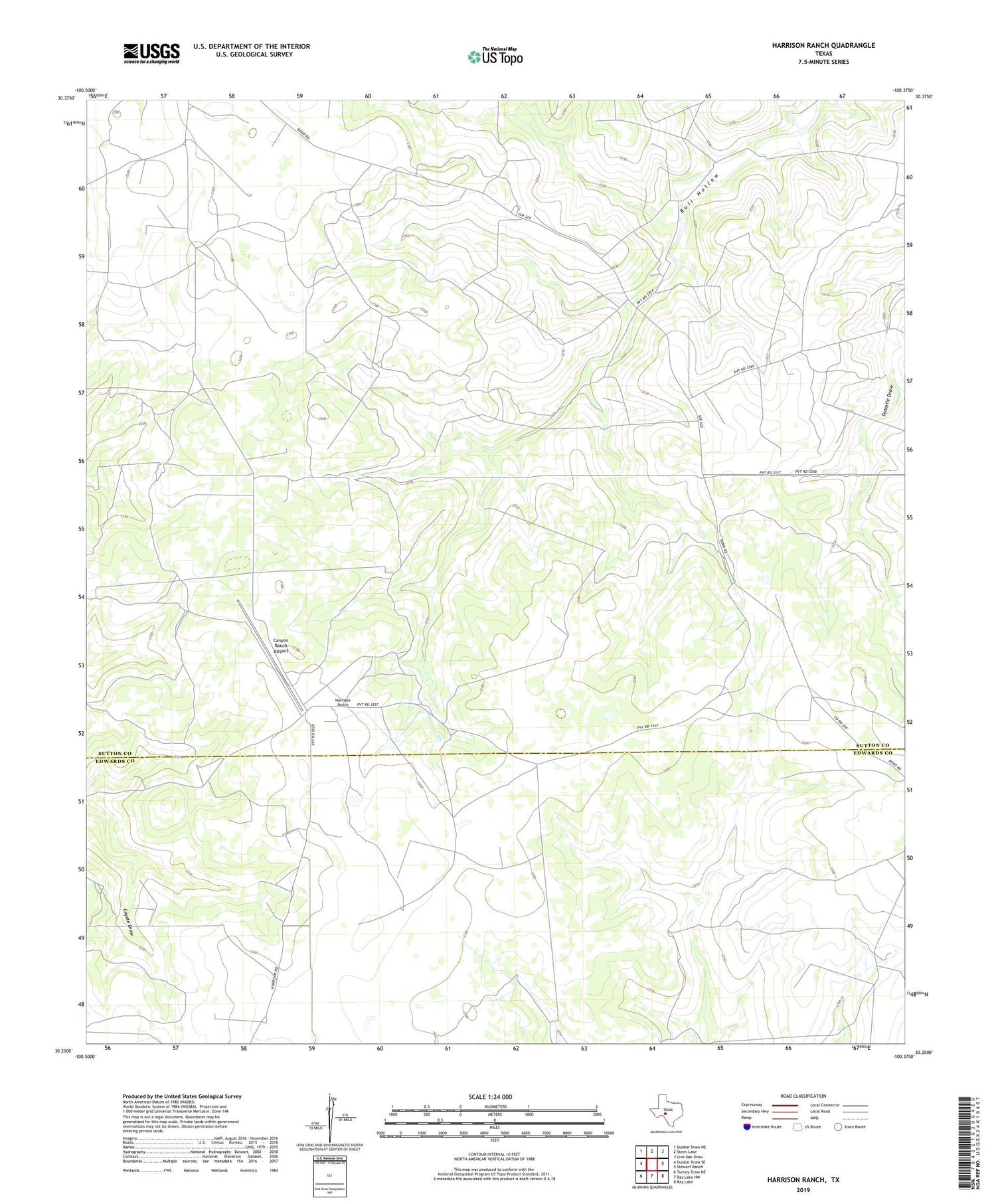 Harrison Ranch Texas US Topo Map Image