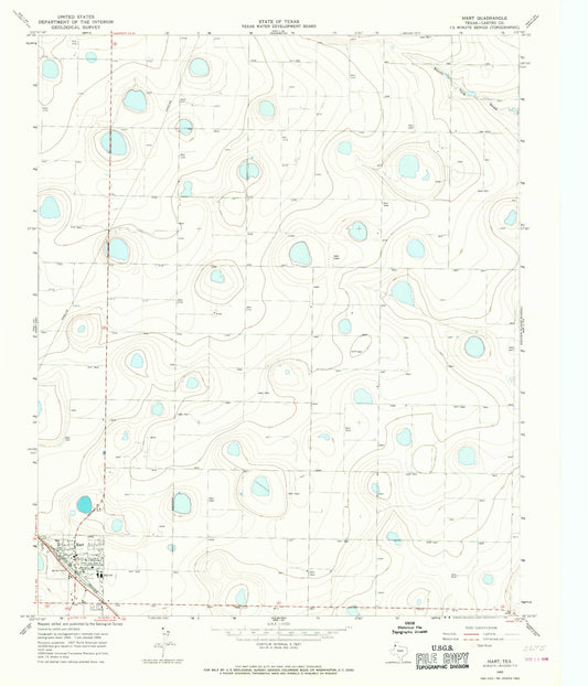 Classic USGS Hart Texas 7.5'x7.5' Topo Map Image