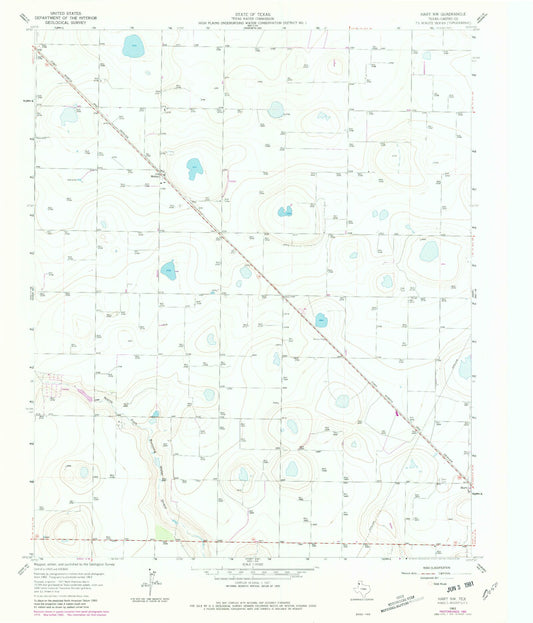 Classic USGS Hart NW Texas 7.5'x7.5' Topo Map Image