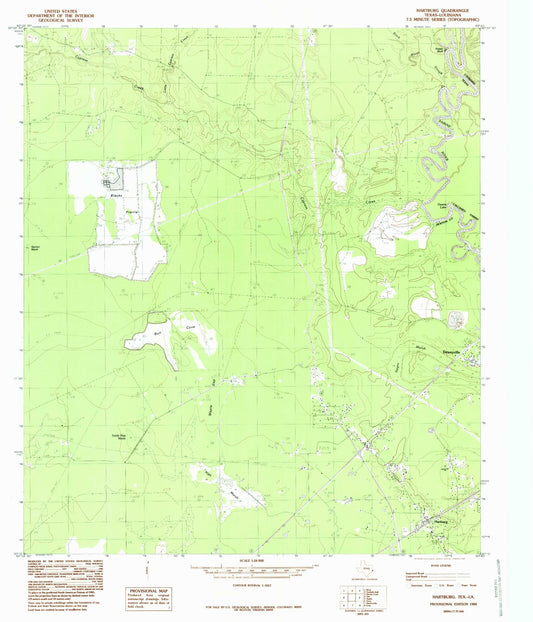 Classic USGS Hartburg Texas 7.5'x7.5' Topo Map Image