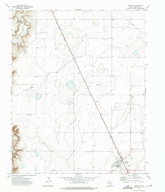 Classic USGS Hartley Texas 7.5'x7.5' Topo Map Image