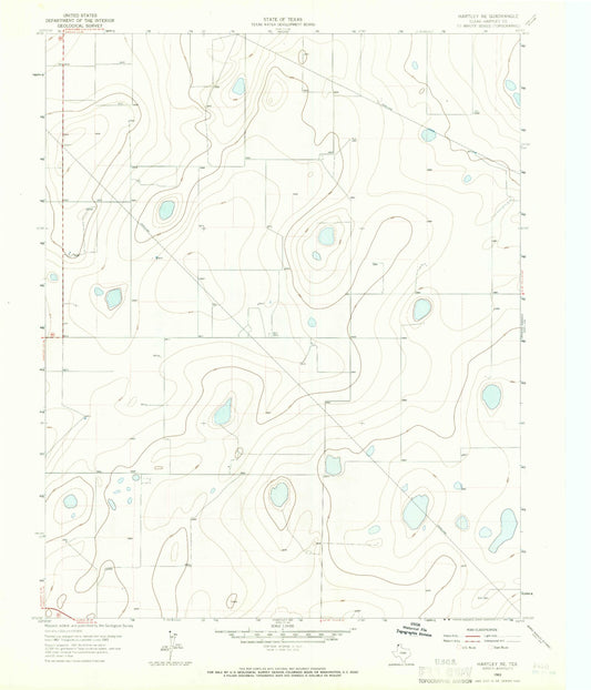 Classic USGS Hartley NE Texas 7.5'x7.5' Topo Map Image