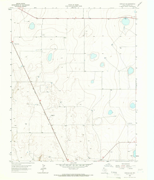 Classic USGS Hartley SE Texas 7.5'x7.5' Topo Map Image