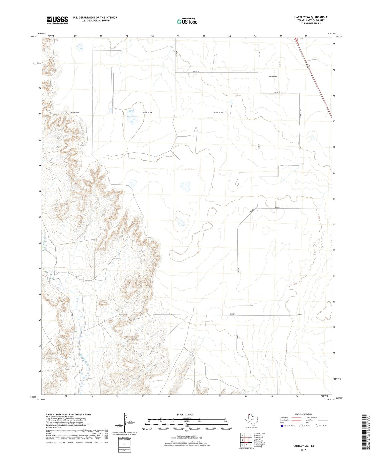 Hartley SW Texas US Topo Map Image