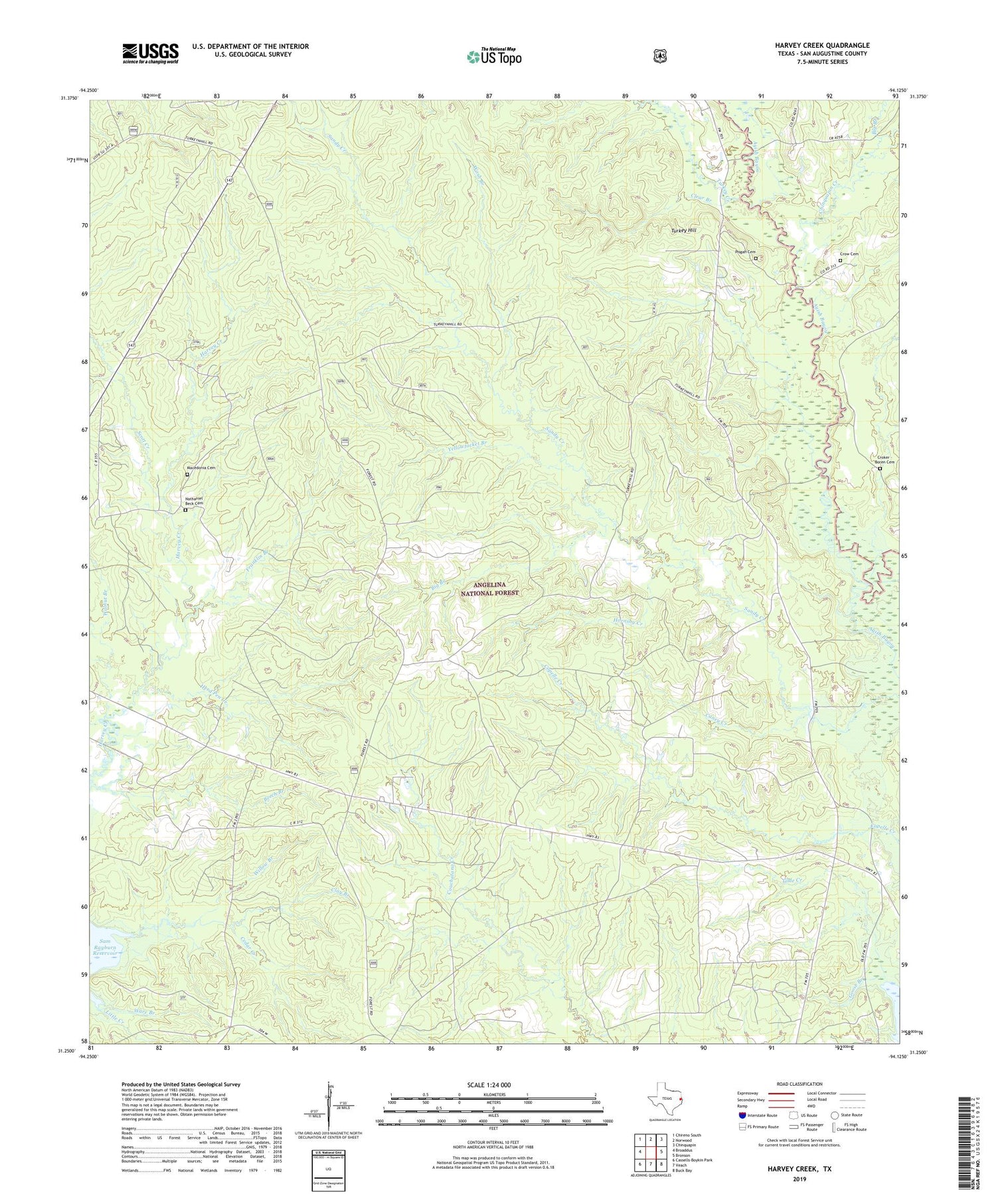 Harvey Creek Texas US Topo Map Image