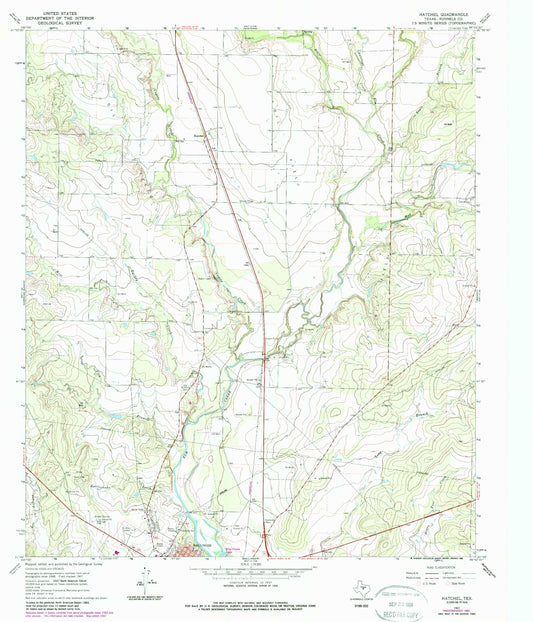 Classic USGS Hatchel Texas 7.5'x7.5' Topo Map Image