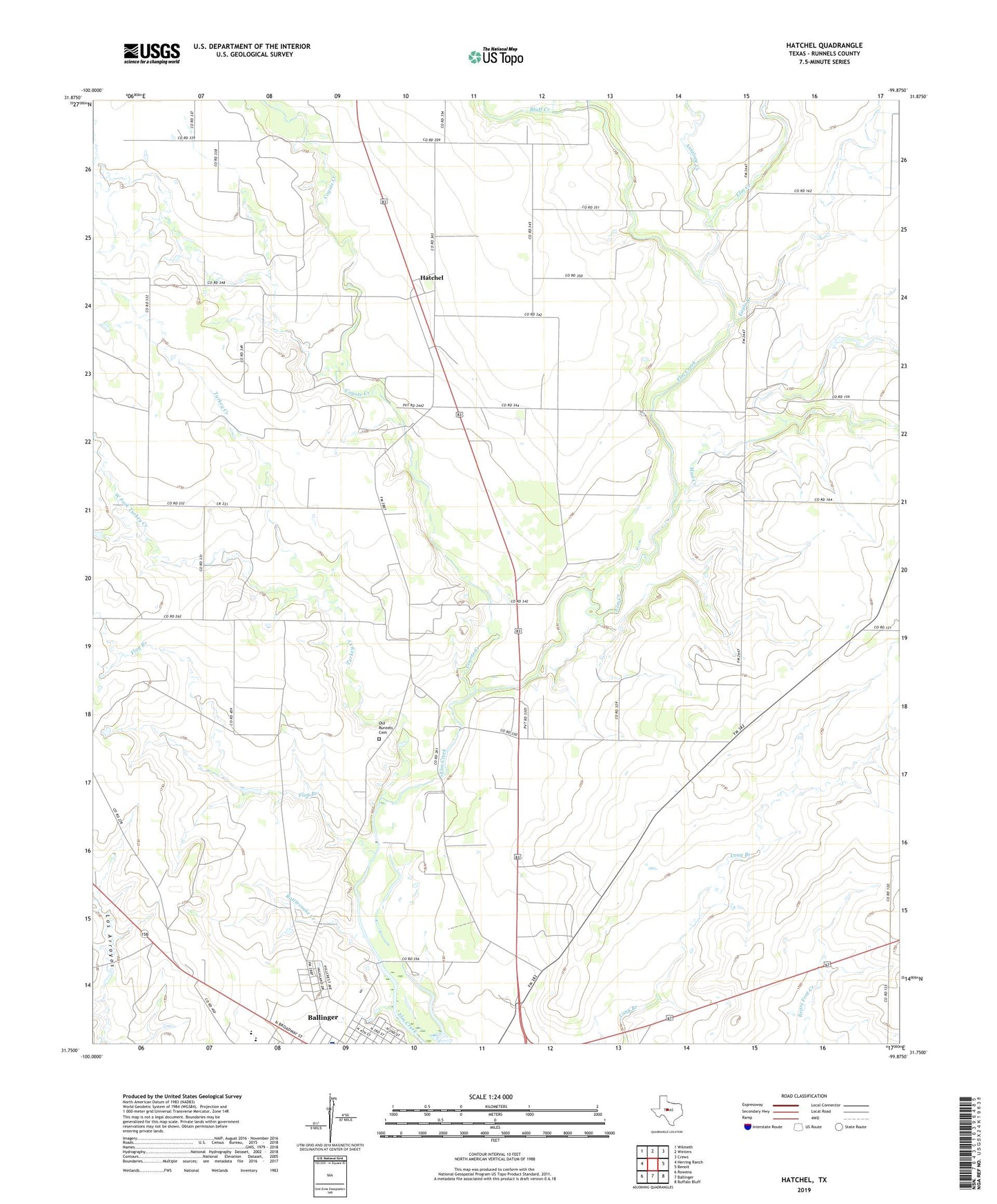 Hatchel Texas US Topo Map Image