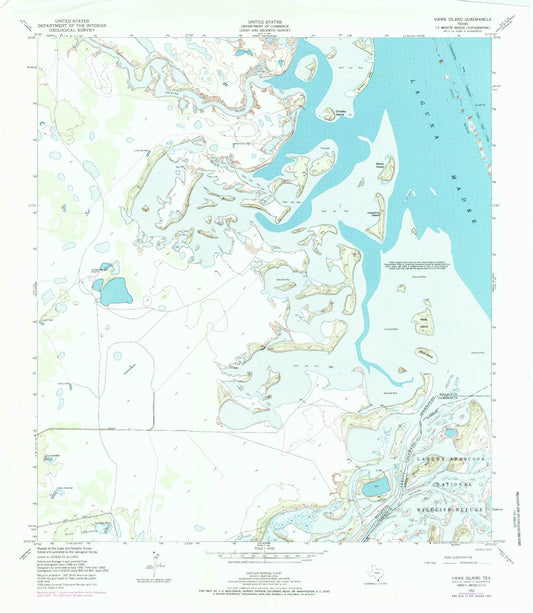 Classic USGS Hawk Island Texas 7.5'x7.5' Topo Map Image