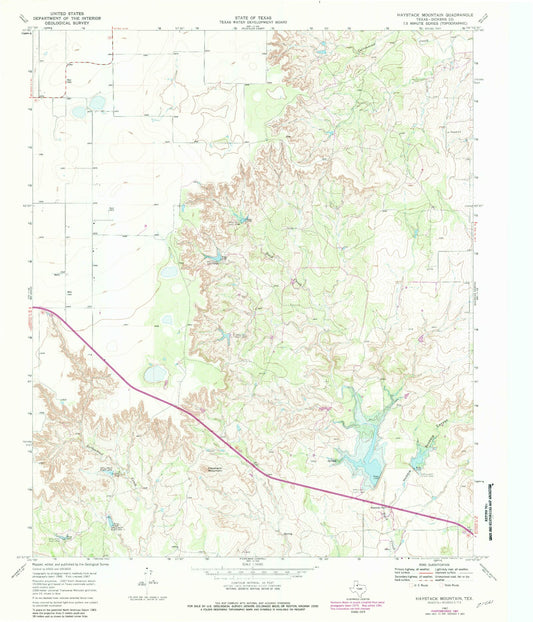 Classic USGS Haystack Mountain Texas 7.5'x7.5' Topo Map Image