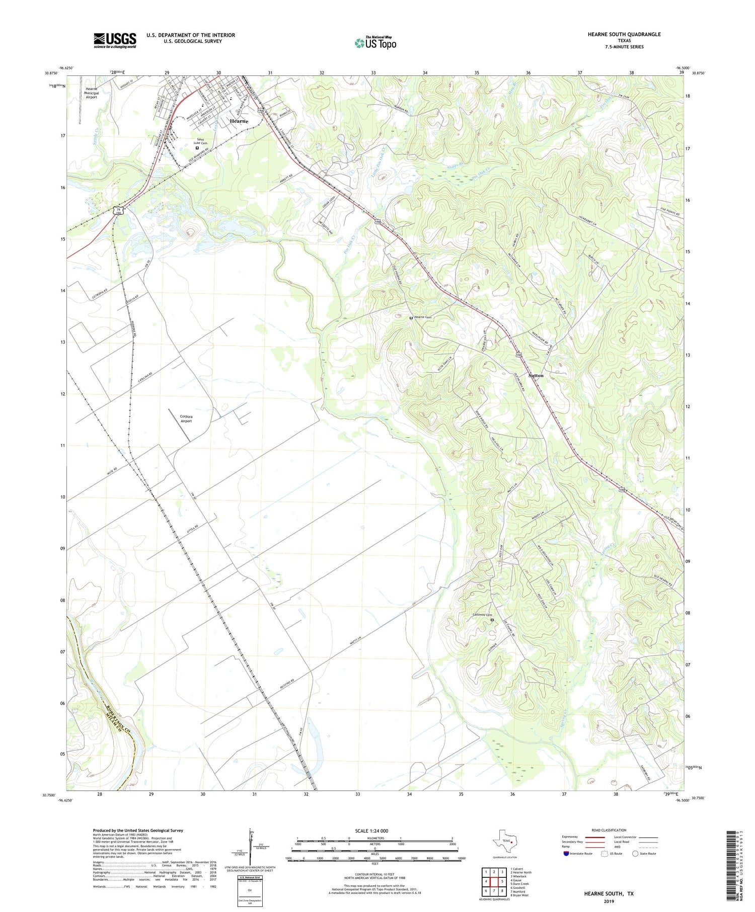 Hearne South Texas US Topo Map Image