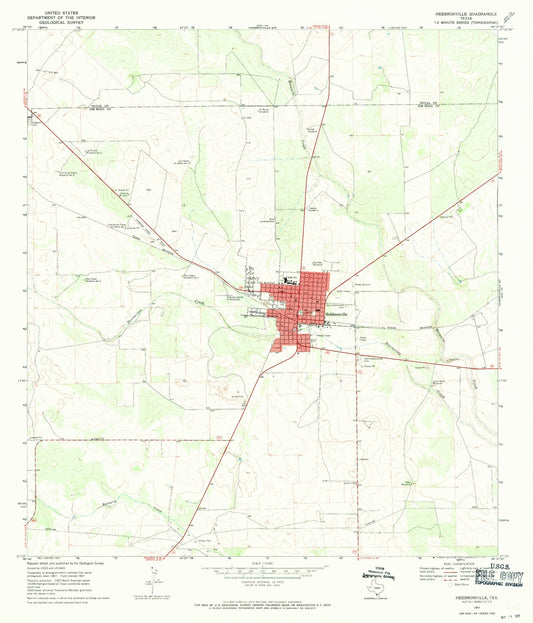 Classic USGS Hebbronville Texas 7.5'x7.5' Topo Map Image
