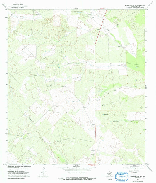 Classic USGS Hebbronville NW Texas 7.5'x7.5' Topo Map Image