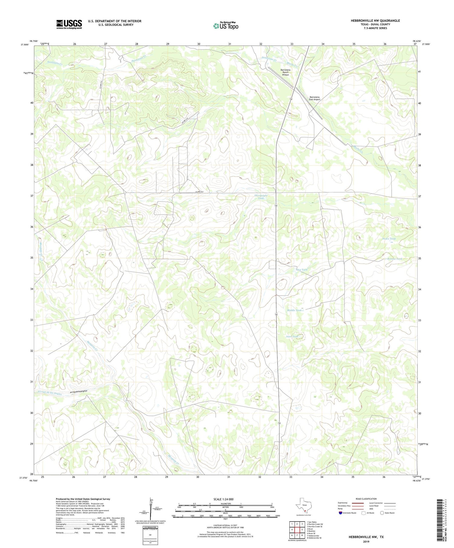 Hebbronville NW Texas US Topo Map Image