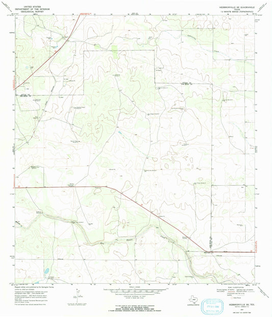 Classic USGS Hebbronville SE Texas 7.5'x7.5' Topo Map Image