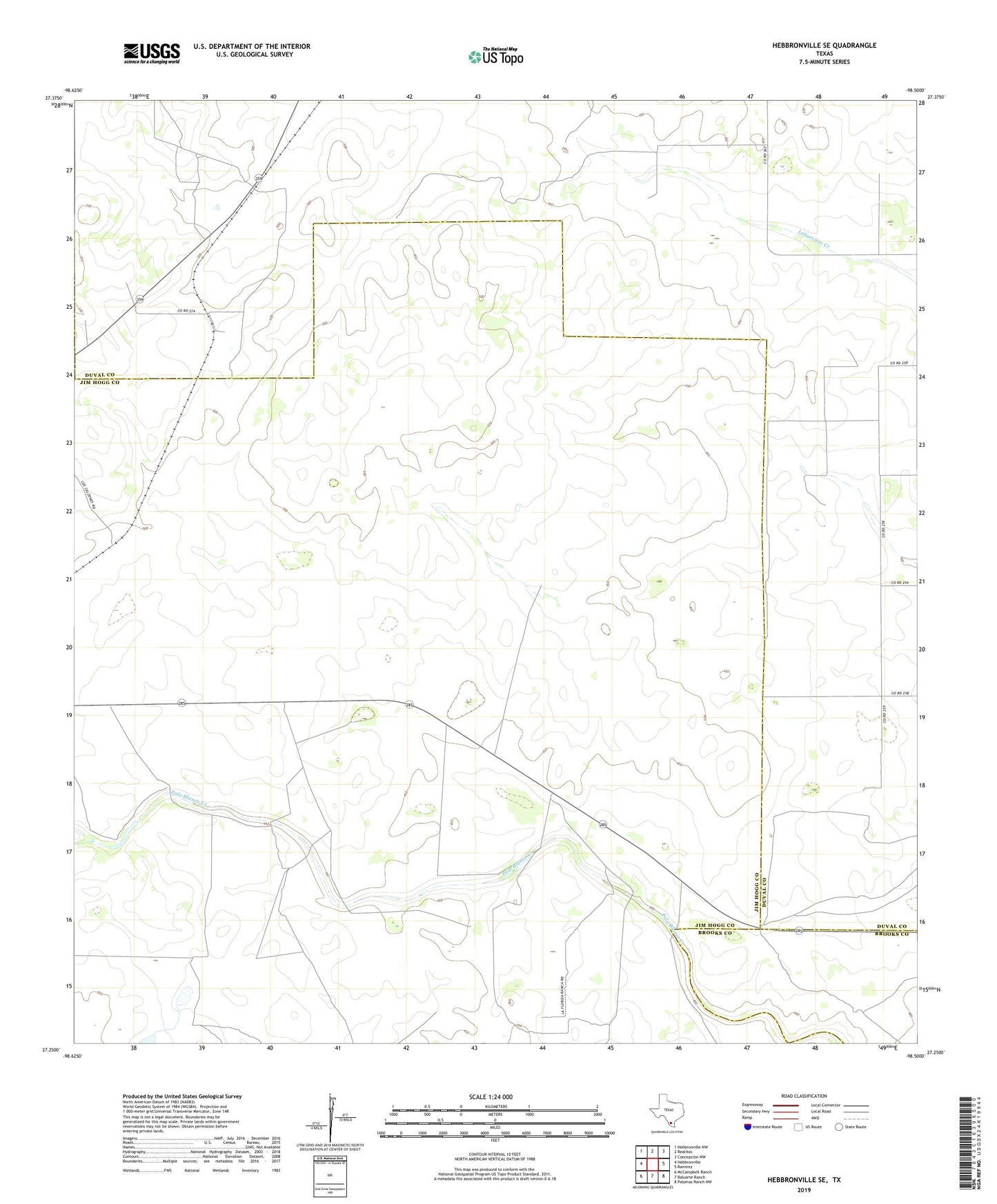 Hebbronville SE Texas US Topo Map Image