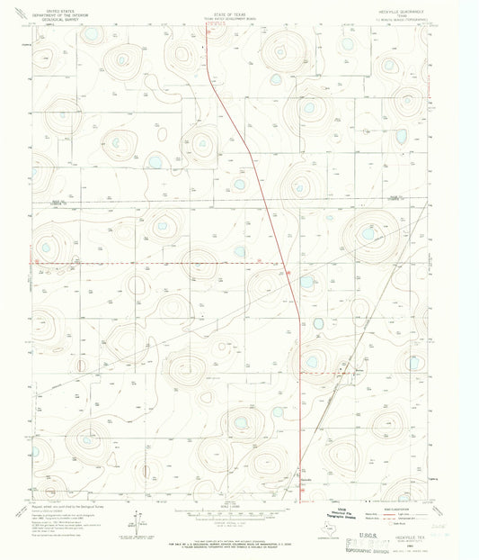 Classic USGS Heckville Texas 7.5'x7.5' Topo Map Image