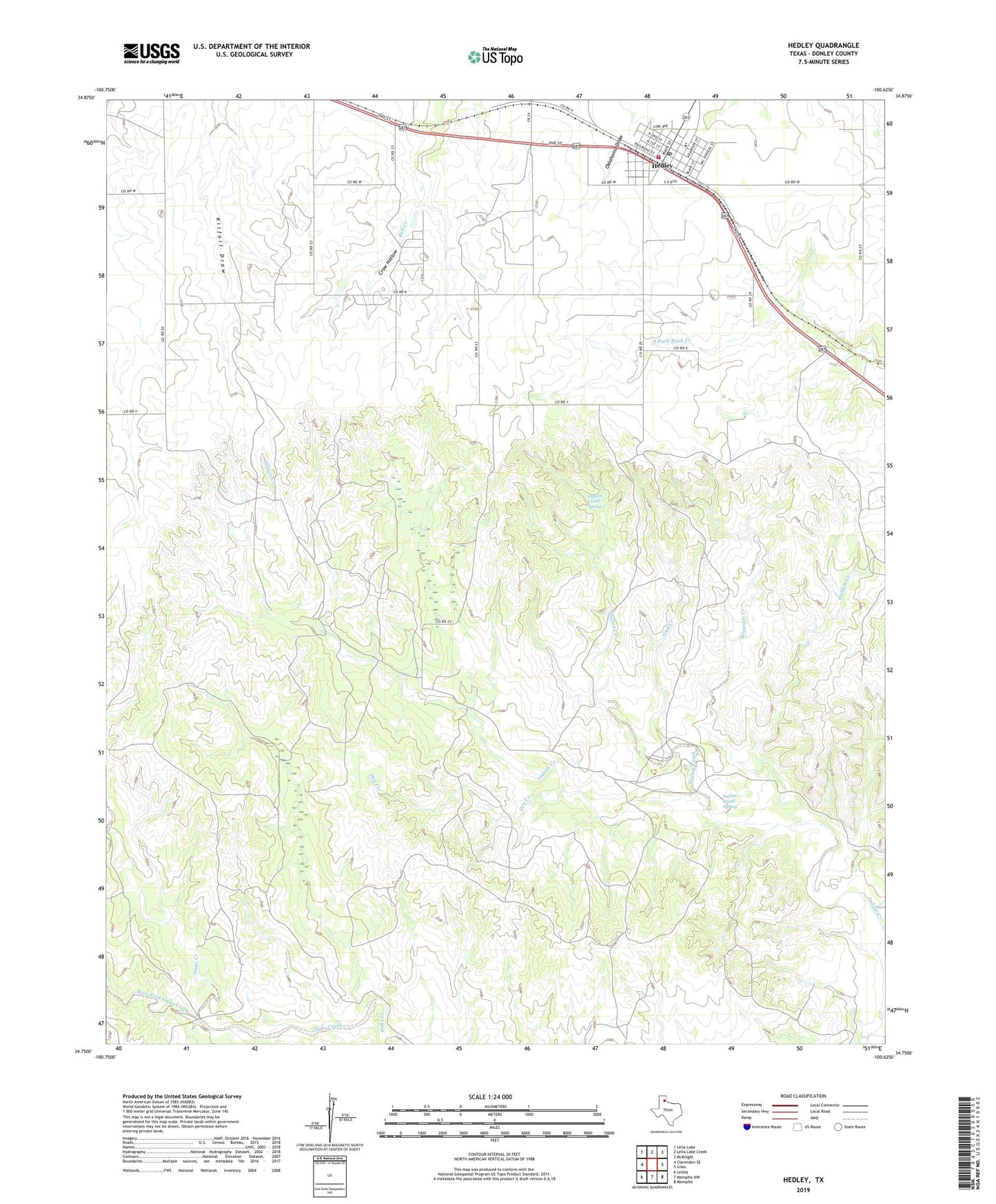 Hedley Texas US Topo Map Image
