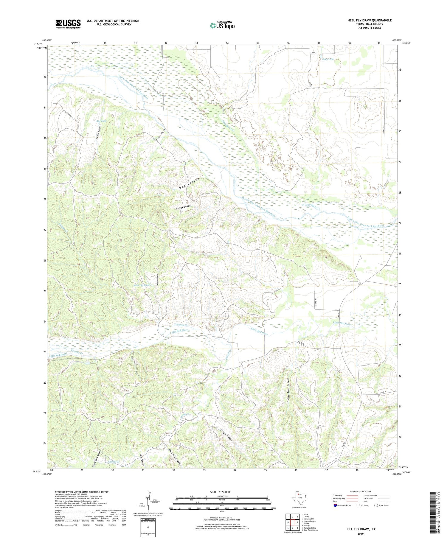 Heel Fly Draw Texas US Topo Map Image