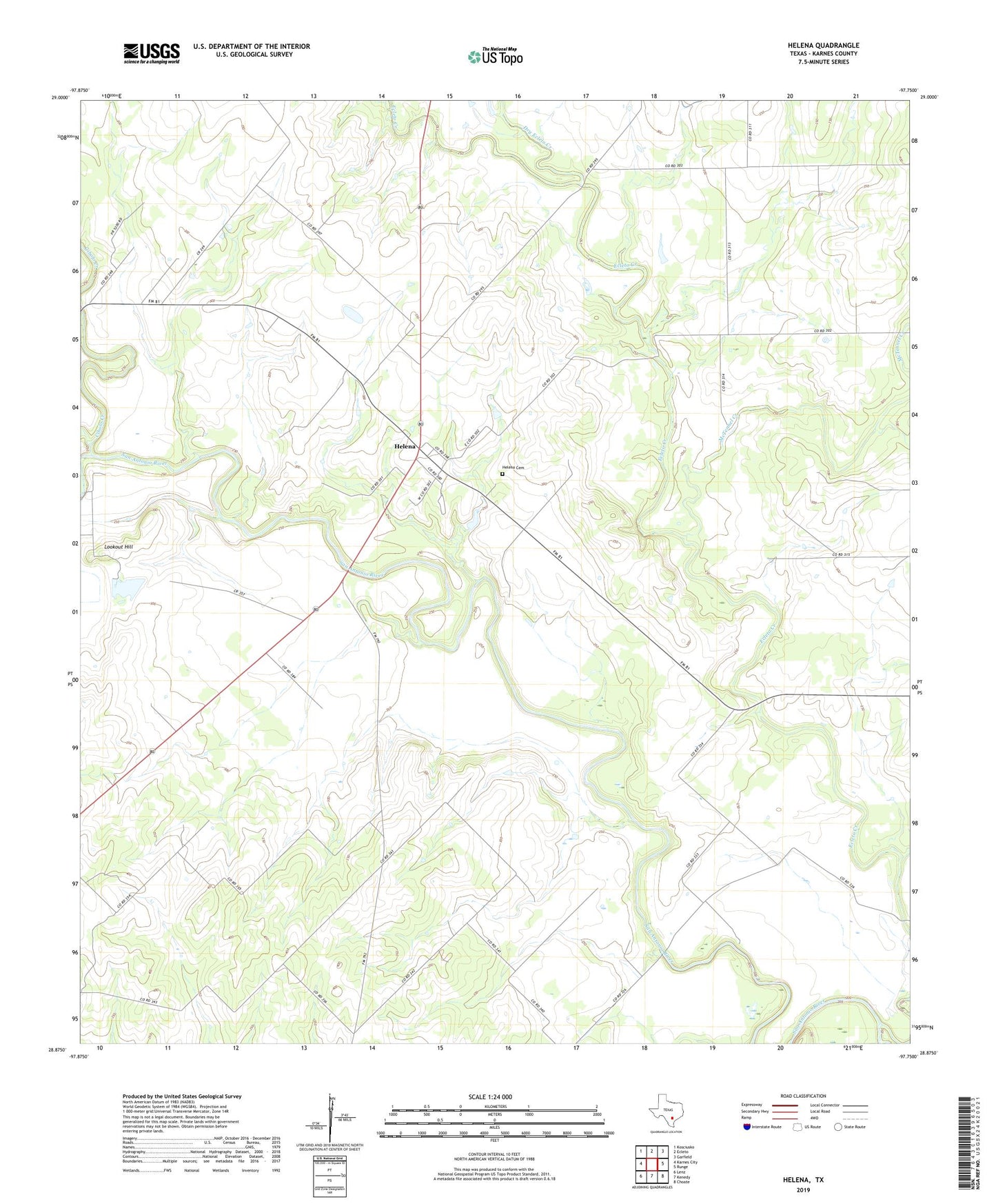 Helena Texas US Topo Map Image