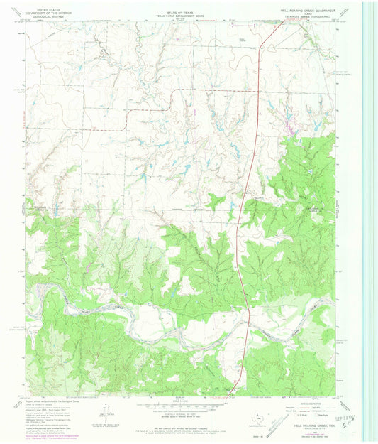Classic USGS Hell Roaring Creek Texas 7.5'x7.5' Topo Map Image