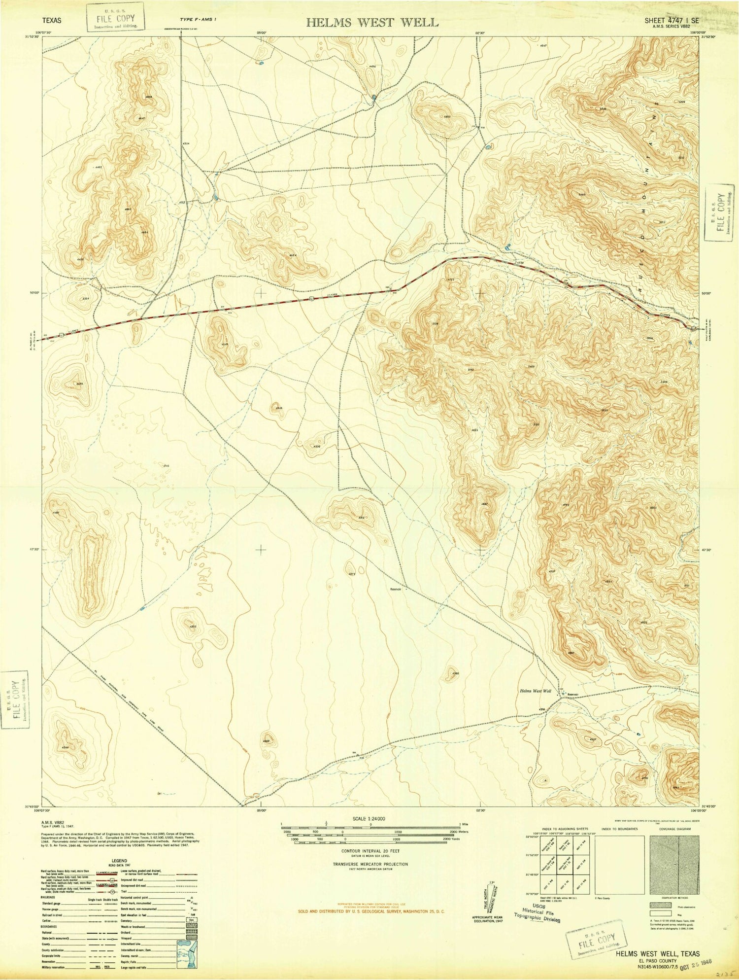 Classic USGS Helms West Well Texas 7.5'x7.5' Topo Map Image