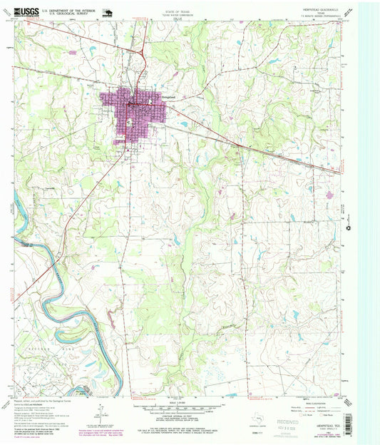 Classic USGS Hempstead Texas 7.5'x7.5' Topo Map Image