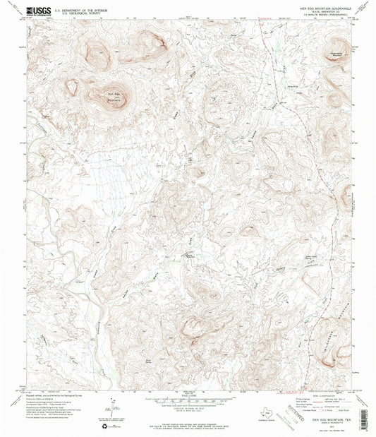 Classic USGS Hen Egg Mountain Texas 7.5'x7.5' Topo Map Image