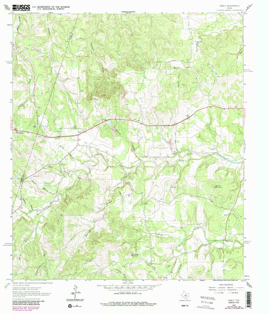 Classic USGS Henly Texas 7.5'x7.5' Topo Map Image