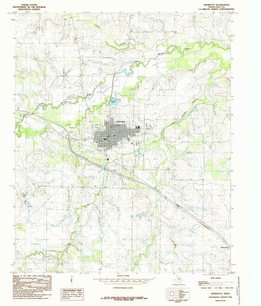 Classic USGS Henrietta Texas 7.5'x7.5' Topo Map Image