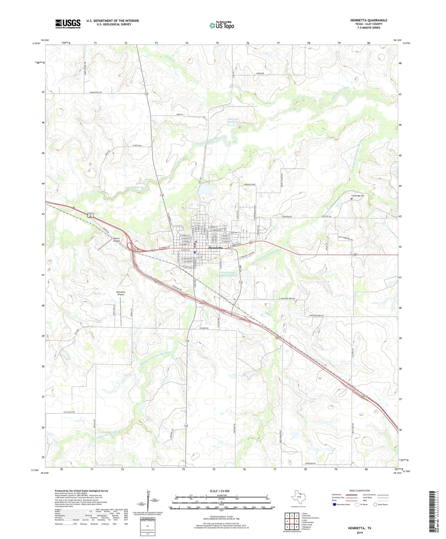 Henrietta Texas US Topo Map Image