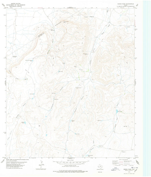 Classic USGS Herds Pass Texas 7.5'x7.5' Topo Map Image