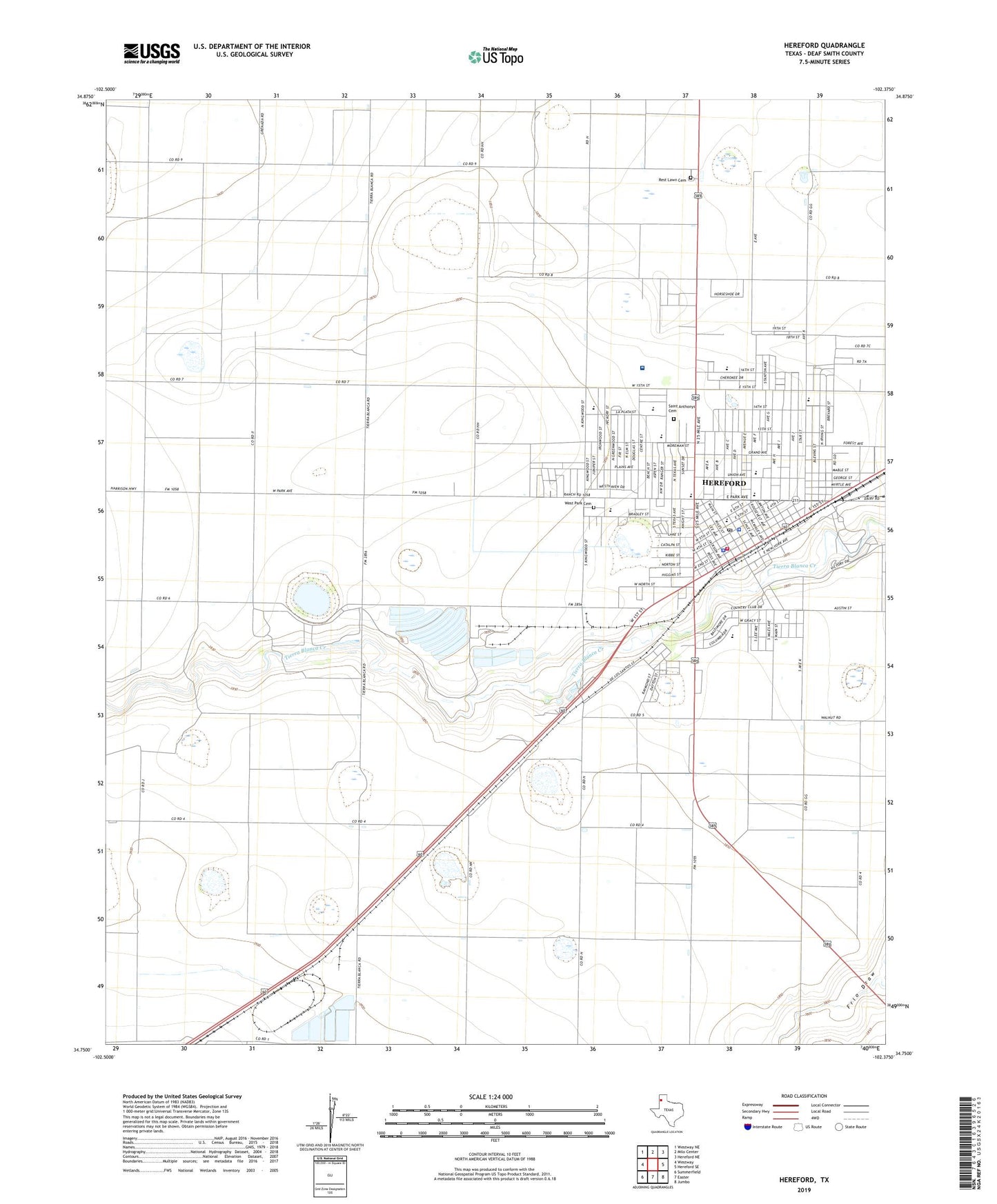 Hereford Texas US Topo Map Image