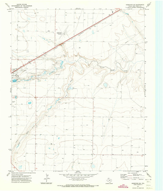 Classic USGS Hereford SE Texas 7.5'x7.5' Topo Map Image