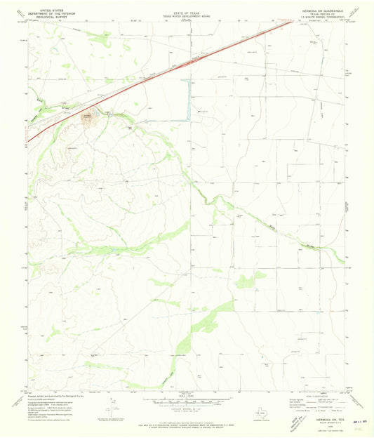 Classic USGS Hermosa SW Texas 7.5'x7.5' Topo Map Image