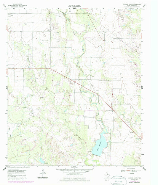 Classic USGS Herring Ranch Texas 7.5'x7.5' Topo Map Image