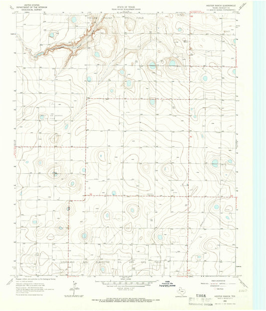 Classic USGS Hester Ranch Texas 7.5'x7.5' Topo Map Image