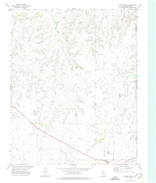 Classic USGS Higgins North Texas 7.5'x7.5' Topo Map Image