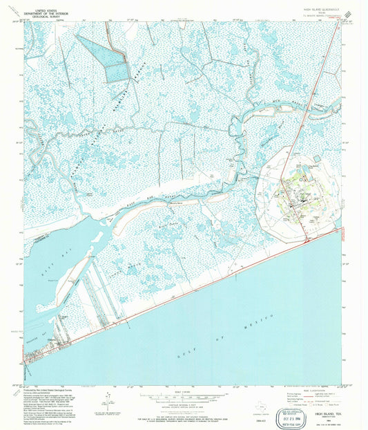 Classic USGS High Island Texas 7.5'x7.5' Topo Map Image