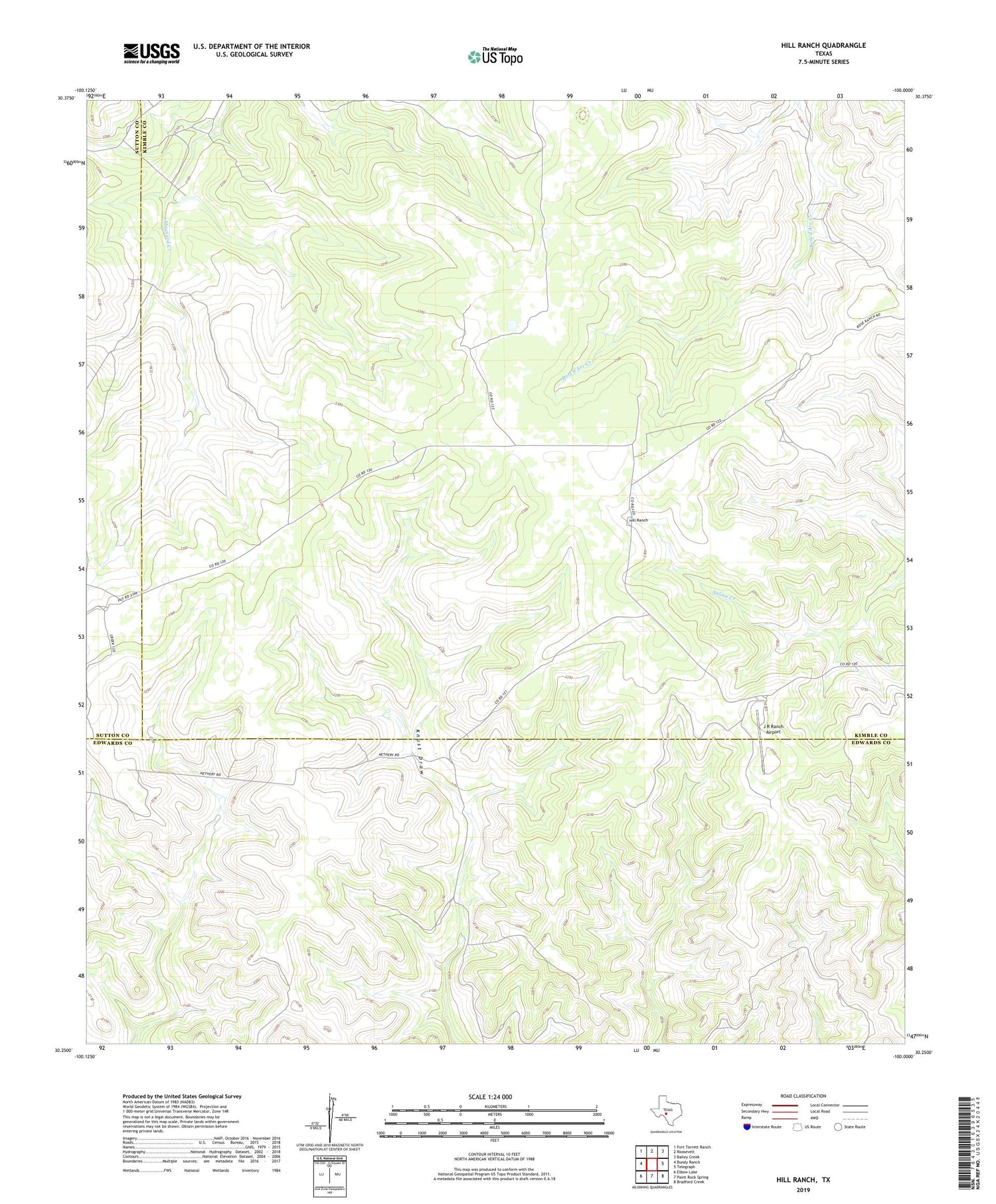 Hill Ranch Texas US Topo Map Image