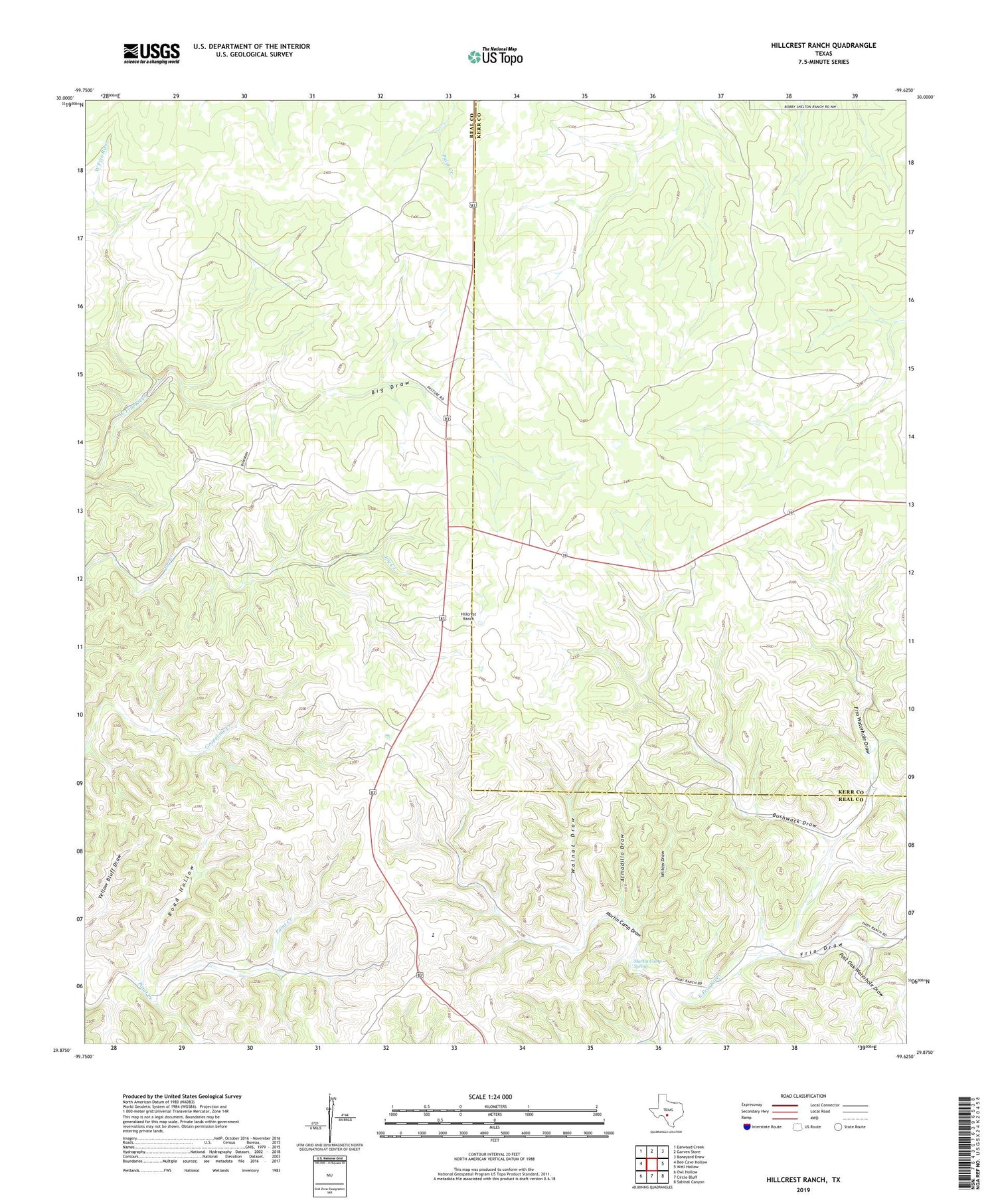 Hillcrest Ranch Texas US Topo Map Image