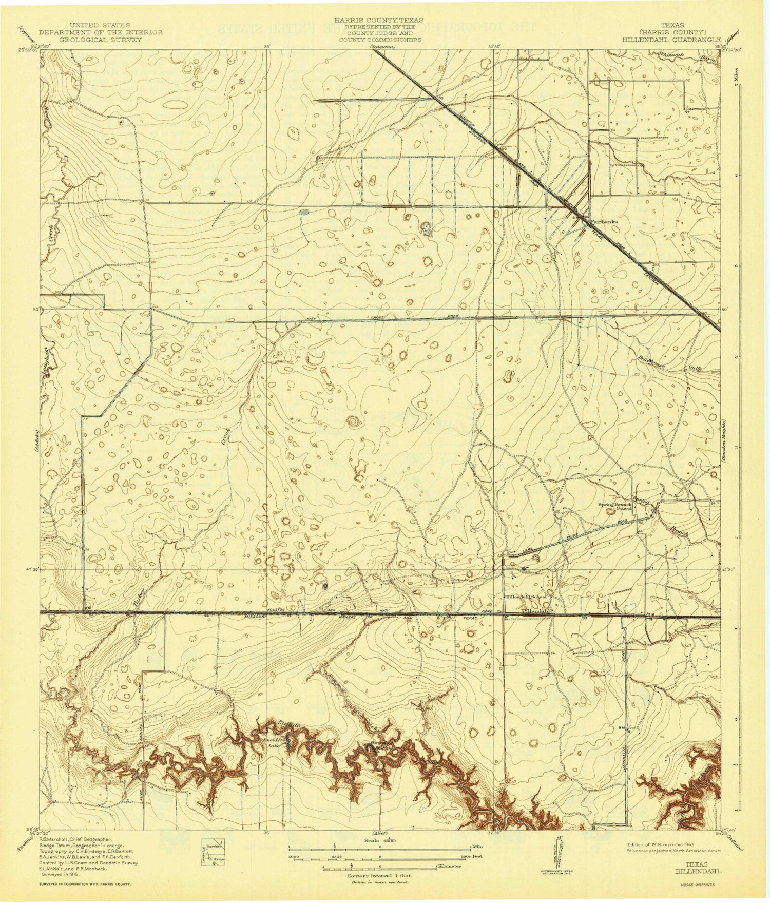Classic USGS Hedwig Village Texas 7.5'x7.5' Topo Map Image