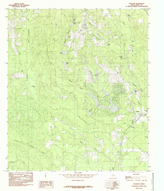 Classic USGS Hillister Texas 7.5'x7.5' Topo Map Image