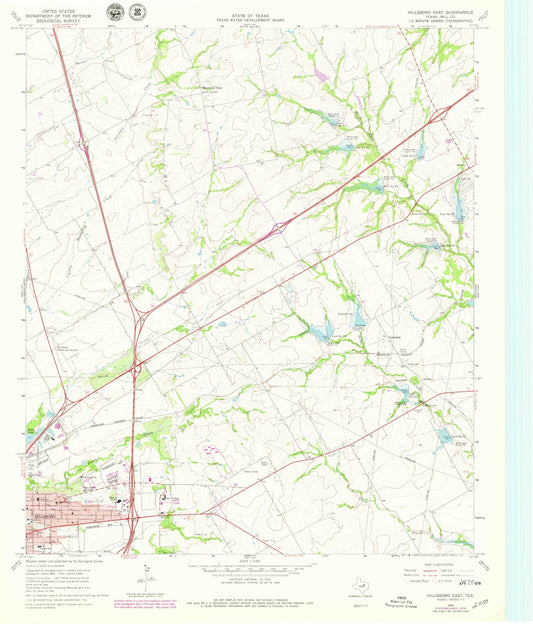 Classic USGS Hillsboro East Texas 7.5'x7.5' Topo Map Image