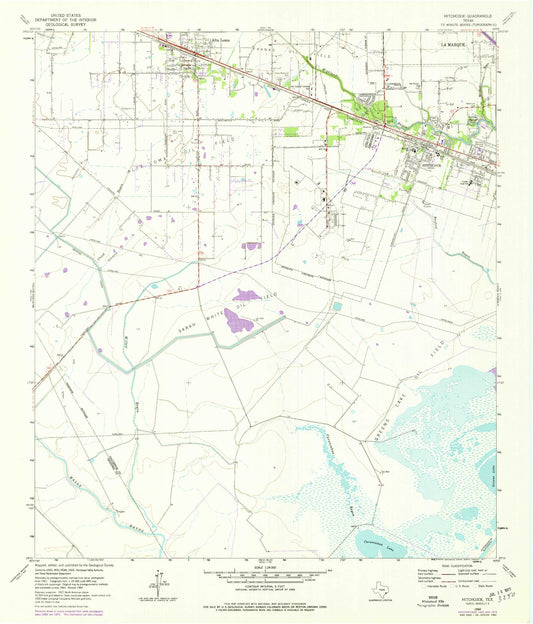 Classic USGS Hitchcock Texas 7.5'x7.5' Topo Map Image
