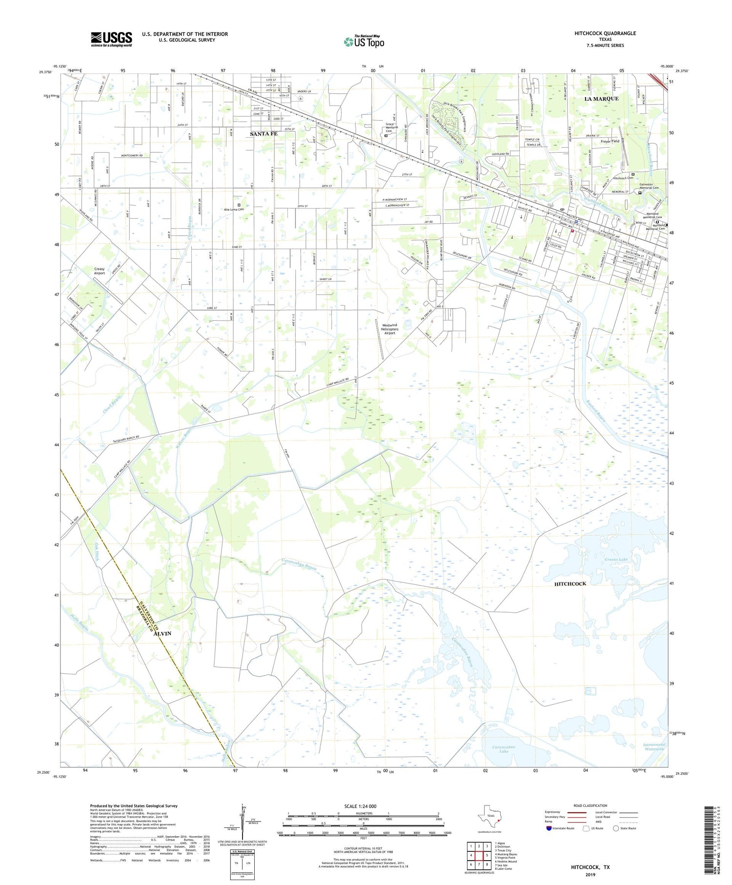 Hitchcock Texas US Topo Map Image