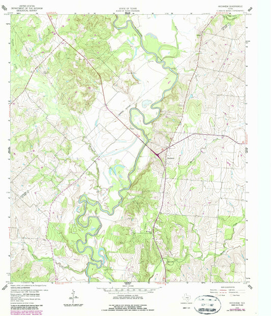 Classic USGS Hochheim Texas 7.5'x7.5' Topo Map Image