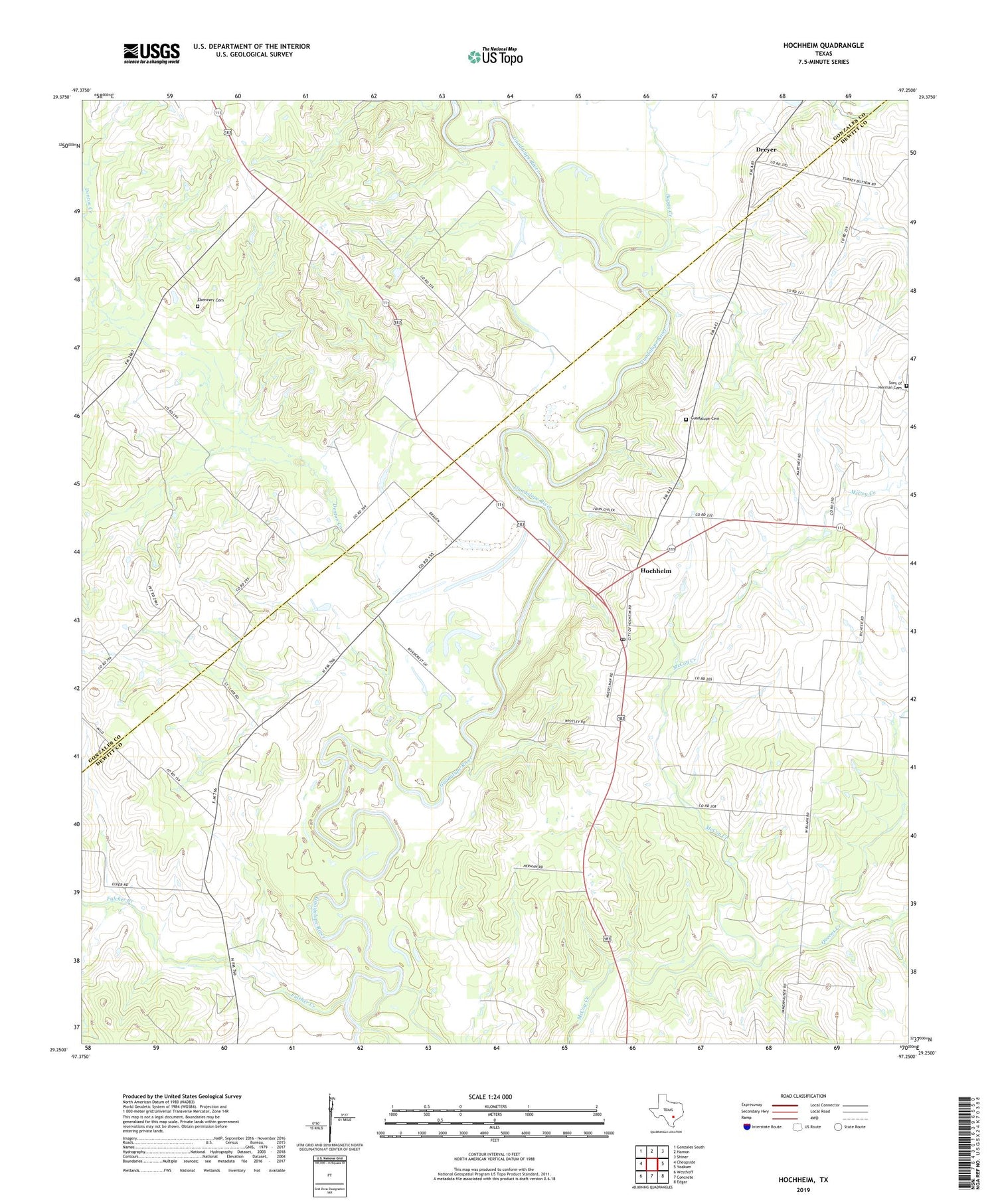 Hochheim Texas US Topo Map Image