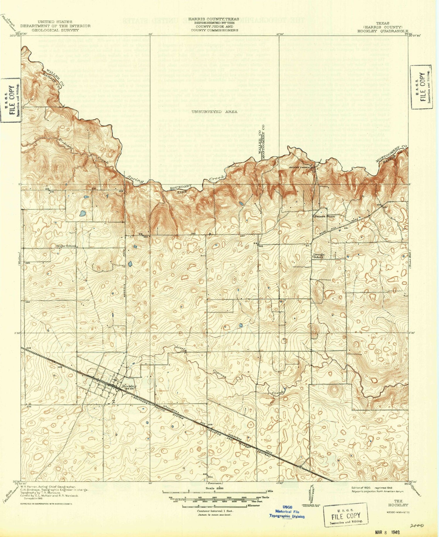 Classic USGS Hockley Texas 7.5'x7.5' Topo Map Image
