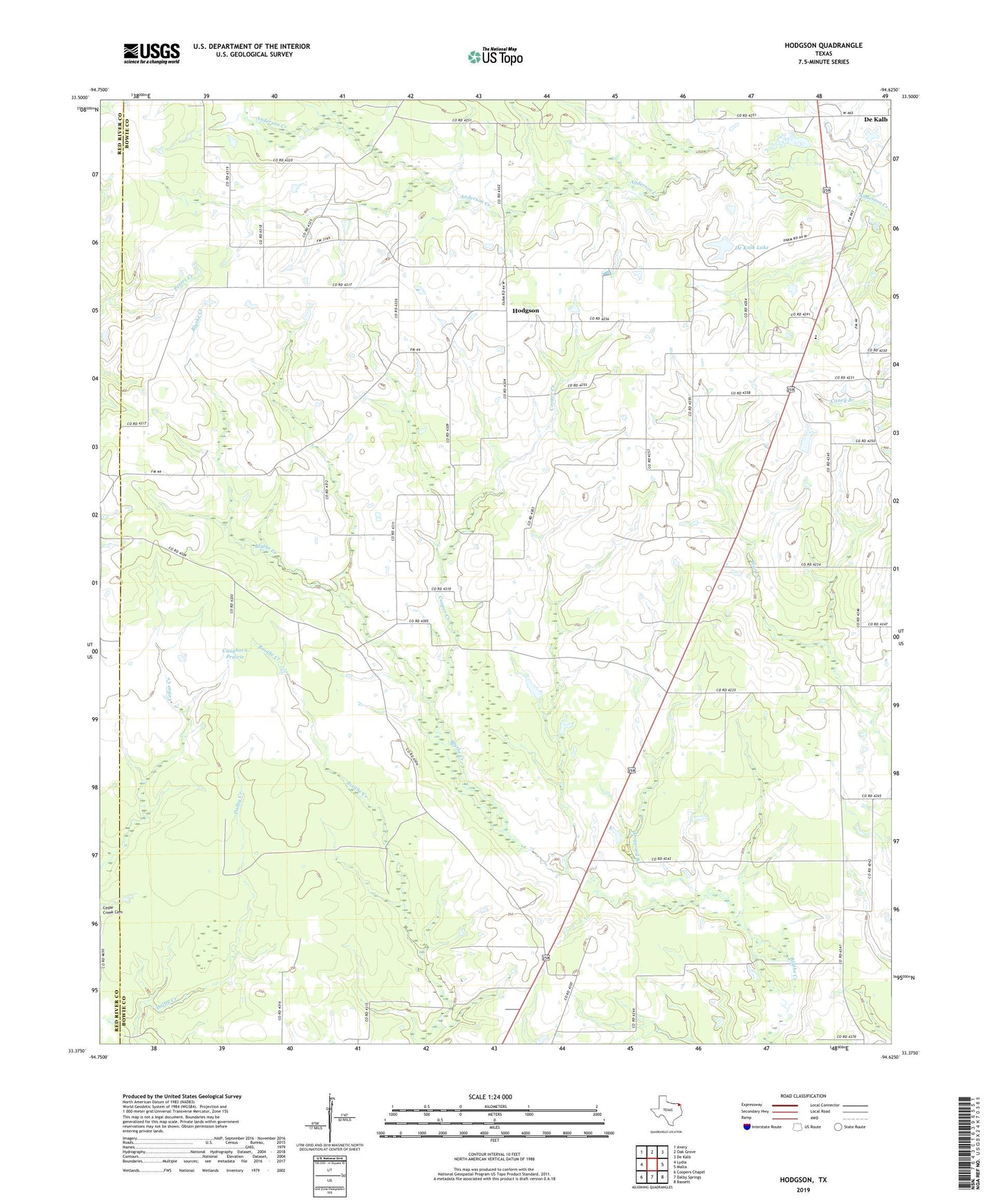 Hodgson Texas US Topo Map Image